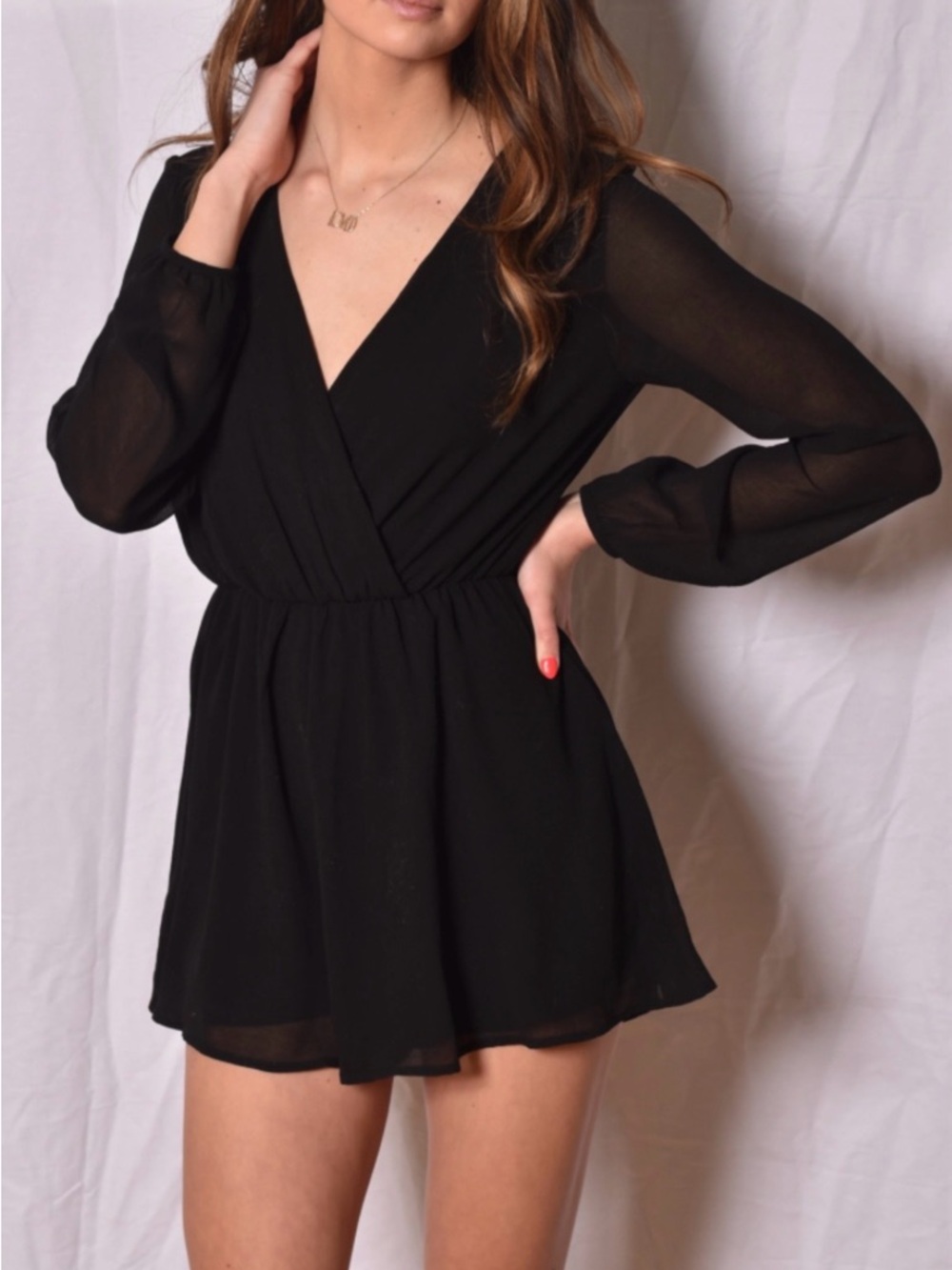 Black Long Sleeve Romper